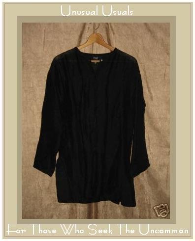 EILEEN FISHER Long Black LINEN Tunic Top Jacket Small S