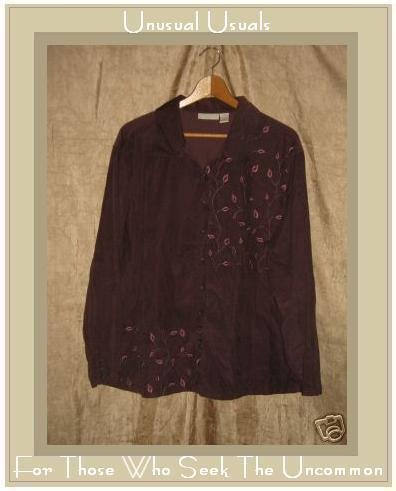 J. JILL Purple Corduroy Button Shirt Tunic Top 2X