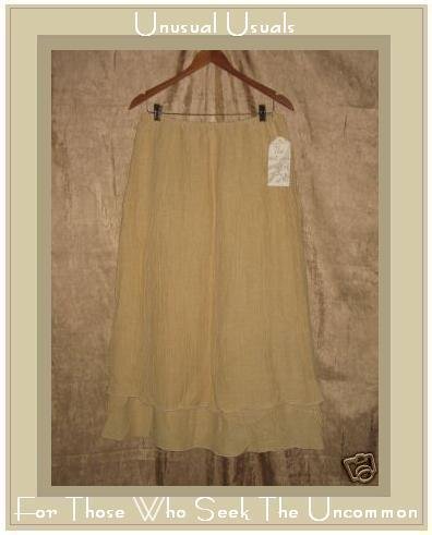 New J. Jill Textured Hemp & Silk Layered Skirt Large L