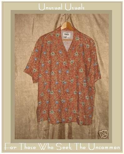 FLAX Floral Linen Button Shirt Top Jeanne Engelhart Medium M