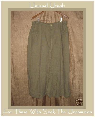 FLAX by Jeanne Engelhart Sage LINEN Button Skirt 3G