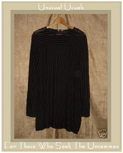 CLOTHESPIN Soft Black & Purple Stripe Knit Pullover shirt Tunic Top Medium M