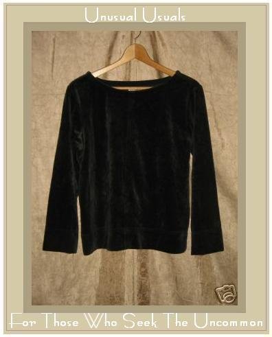 NYL Wear Soft Black Velour Pullover shirt top Medium M