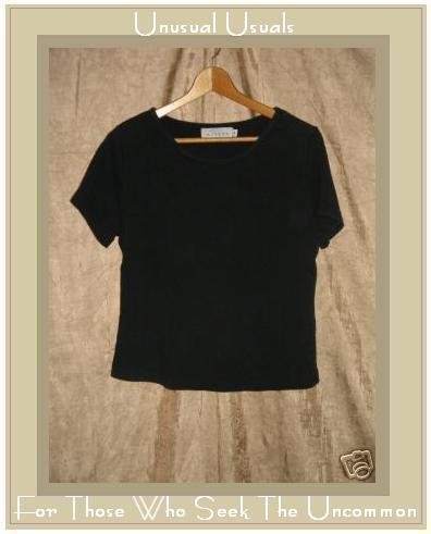 WILLOW Soft Black Knit Fitted Tee shirt top Small S