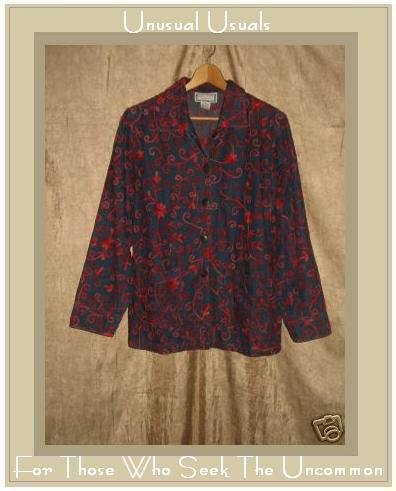 APRIL CORNELL Red Embroidered Button Jacket Shirt Top Small S