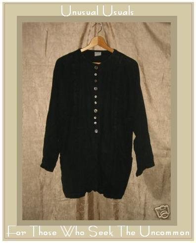 GERTIES Black Linen Tunic Top Jacket Medium M