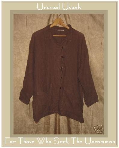 Kiko Brown LINEN Button Jacket Shirt Top One Size
