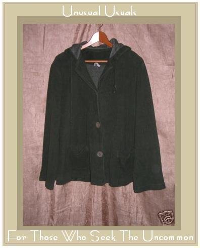 LUCIE Dark Green Hooded Button Jacket Top Medium M