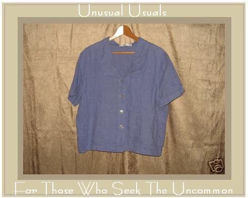 CUT LOOSE Periwinkle Blue LINEN Button Shirt X-Large XL