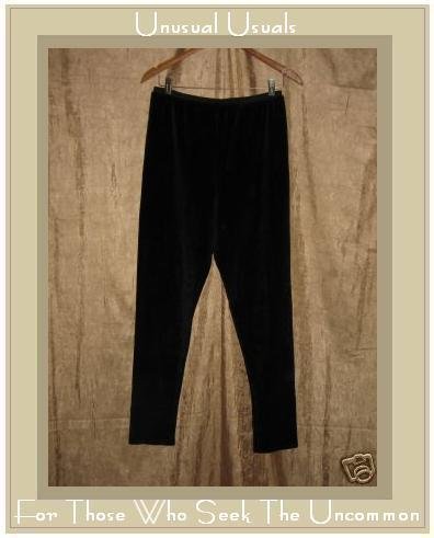 FLAX by Jeanne Engelhart BLACK VELOUR Leggings Pants Large L