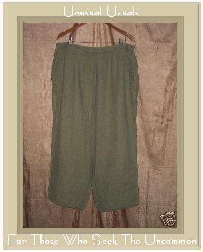 FLAX Soft Green LINEN Floods Pants Jeanne Engelhart 3G