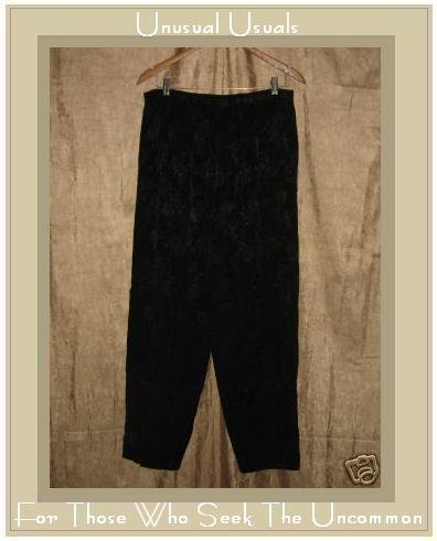 CP SHADES Long Black Floral Rayon Pants Large L