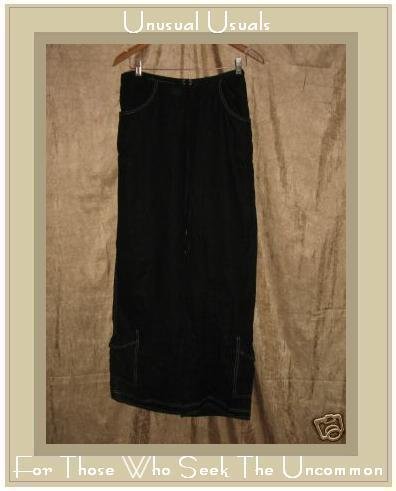 SOLITAIRE Funky Black Boutique Linen Cargo Pants Small S