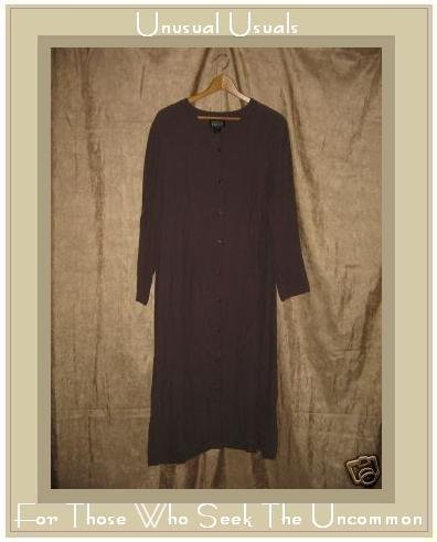 EILEEN FISHER Long Brown Rayon Button Dress Size 1 MEDIUM M