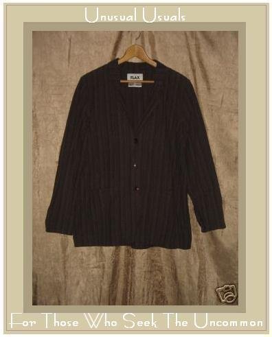 FLAX Rich Purple Striped Jacket Top Jeanne Engelhart Small S