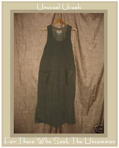 FLAX by Jeanne Engelhart Green COTTON Corduroy Dress LARGE L
