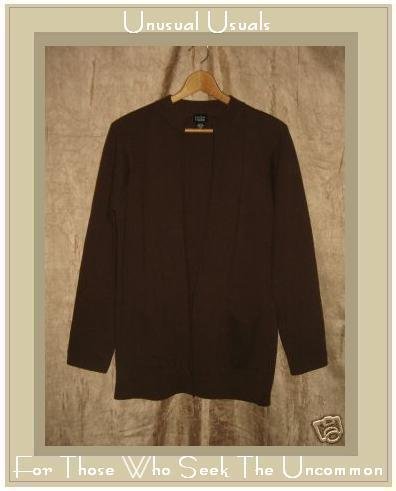 EILEEN FISHER Long Brown Wool Cardigan Sweater Tunic Top Small S