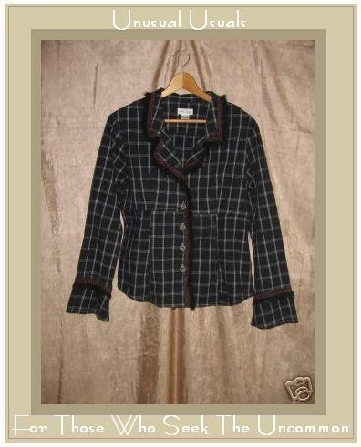 NEESH by DAR Shapely Floral Fur Trim Striped Jacket LARGE L