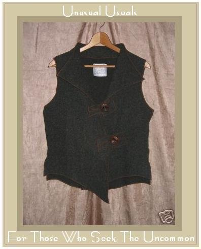 SUSAN SULLIVAN DESIGN Boutique Gray Asymmetrical Wool Vest S M