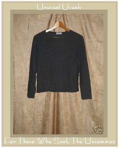 GEMILLI Dark Gray Softly Textured Boxy Pullover Shirt Top Medium M