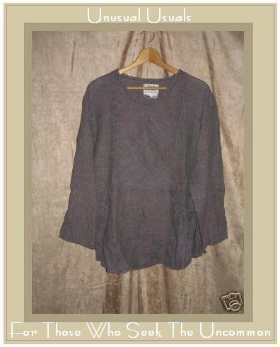 Flax by Jeanne Engelheart Thermal LINEN Picnic Shirt Tunic Top Shirt MEDIUM M