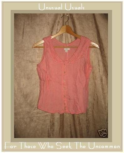 J. Jill Soft Coral Linen Fitted Shirt Tank Top Small S