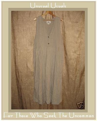 FLAX by Jeanne Engelhart Natural Linen Jump Dress Medium M