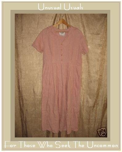 FLAX Pink Textured Linen Dress Jeanne Engelhart SMALL S