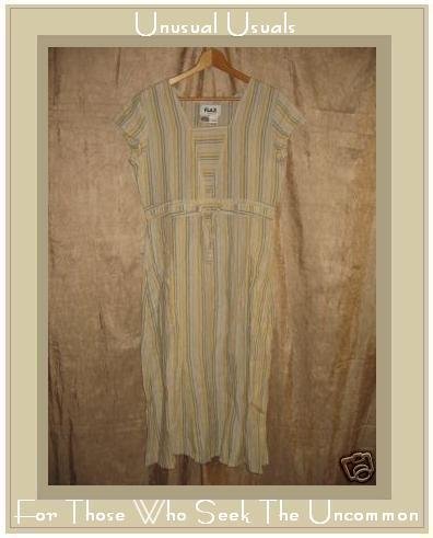 FLAX Striped Drawstring Waist Dress Jeanne Engelhart PETITE P