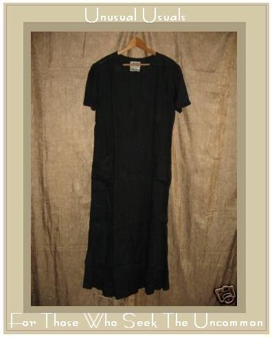 FLAX by Jeanne Engelhart Black LINEN Tied Waist Dress SMALL S