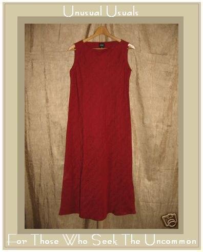 Eileen Fisher Long Red Silk Linen Bias Cut Dress X-Small XS