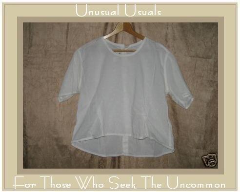 FLAX Jeanne Engelhart White Cotton Button Back Shirt Top Medium M