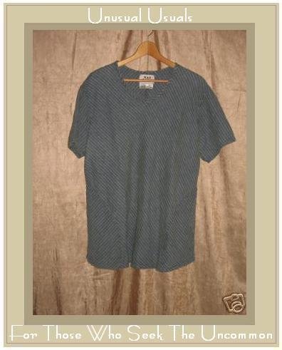 FLAX Jeanne Engelhart Striped Linen Bias Pullover Shirt Tunic Top 2G