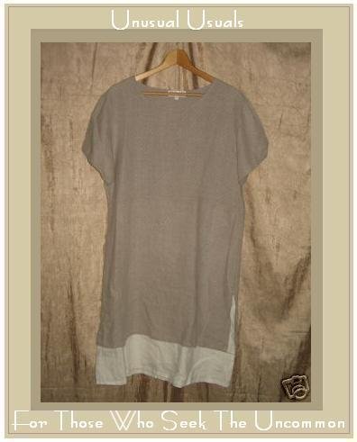 TIMBUKTU Station Natural & White Linen Shapely Layered Pullover Dress Medium M