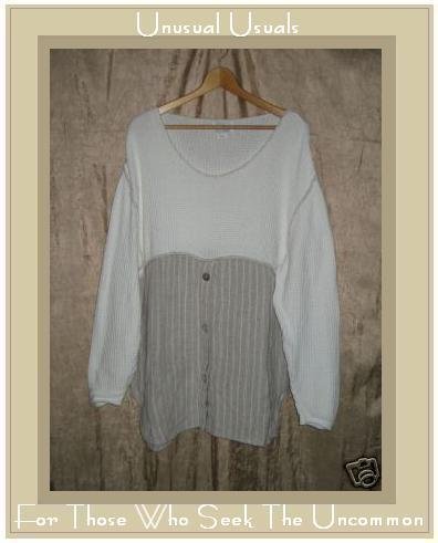 CLOUDBURST by helehe White Thermal Top Skirted COTTON Tunic Shirt Large L