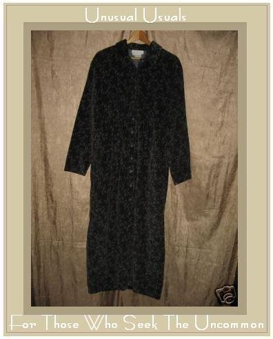 J. Jill Long Wispy Gray Floral Corduroy Dress Small S