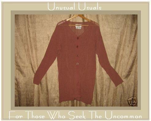 FLAX Berry Button Cardigan Tunic Sweater Jeanne Engelhart S M