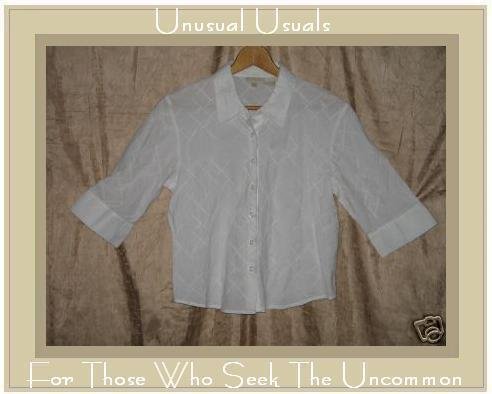 J. Jill Soft White Cotton Shapely Fitted Shirt Top 10P