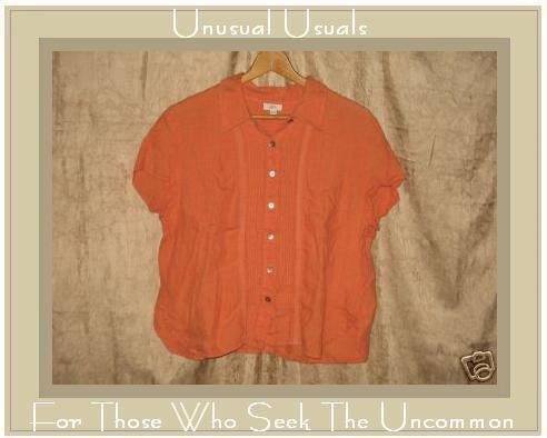 J. Jill Orange Linen Shapely Fitted Button Shirt Top XLP