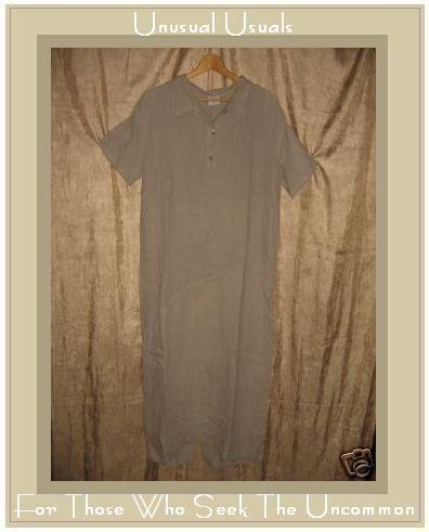 CLICK Diagonal Seam LINEN Pullover Shirt Dress Medium M