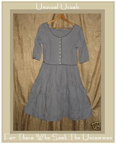 SOLITAIRE Funky Boutique Retro Blue LINEN DRESS Small S