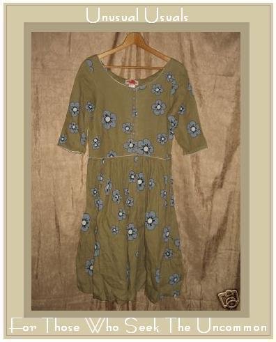 SOLITAIRE Funky Boutique Retro Floral LINEN DRESS Small S
