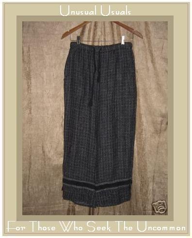 FLAX Black Squares Twill Floods Flood Pants Jeanne Engelhart Small S