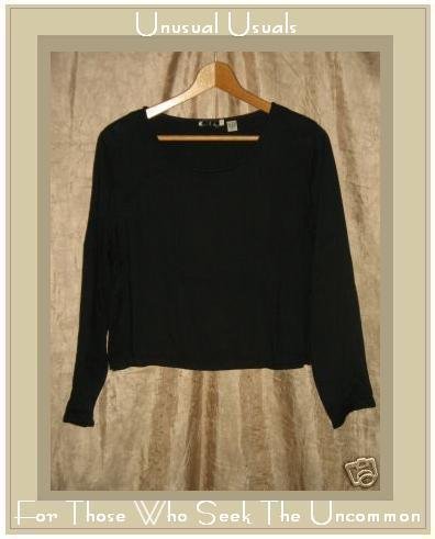 PUTUMAYO Soft Black Rayon Boxy Pullover Shirt Top SMALL S