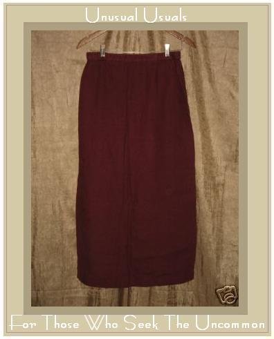 EILEEN FISHER Long Brick Red Linen Skirt MEDIUM M
