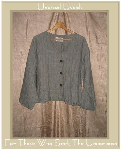 FLAX by Jeanne Engelhart Peplum Button Shirt Top Large L