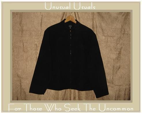 EILEEN FISHER Black Textured Zipper Jacket Large L