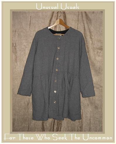 FLAX by ANGELHEART Gray Wool Peplum Tunic Jacket Dress Coat Engelhart Large L