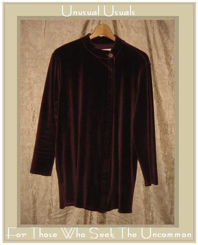 Jeanne Engelhart Flax Burgundy Cotton Velour Tunic Jacket Petite P