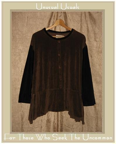 Angelheart Design by Jeanne Engelhart Flax Velour Peplum Tunic Top Shirt MEDIUM M